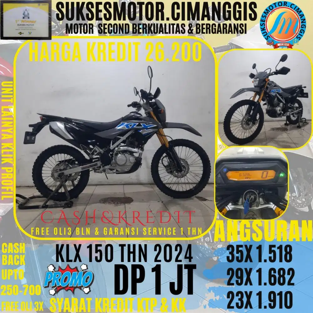 DP 1 JT TERMURAH KLX 150 SERIES CASHBACK UPTO 700RBU FREE OLI3BLN