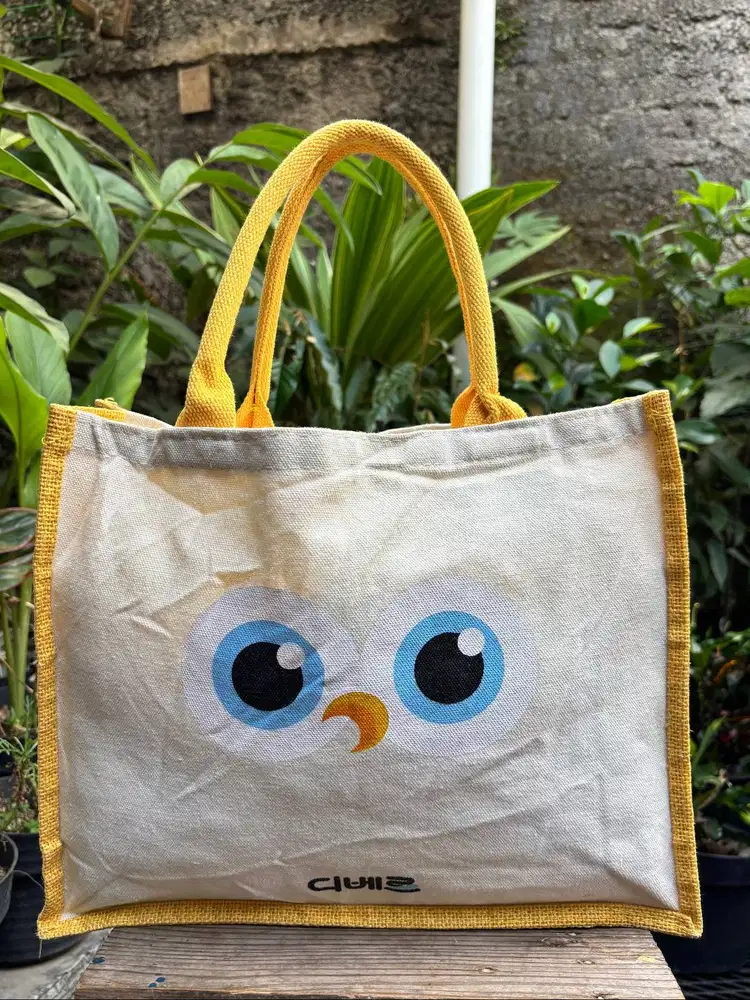 Handbag Dibber Totebag Wanita Kanvas mix Eceng Gondok Hand Bag Kanvas