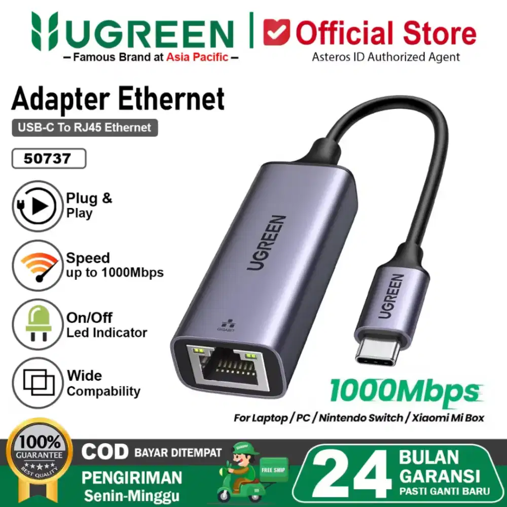 UGREEN USB Type-C to RJ45 Lan Ethernet Adapter Up To 1000Mbps for LAN