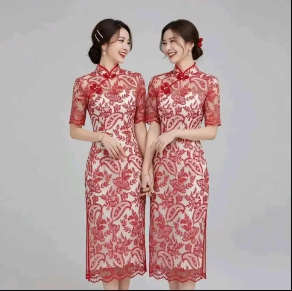 Xialin Cheongsam Dress Wanita Bordir Elegan | Dress Imlek Premium