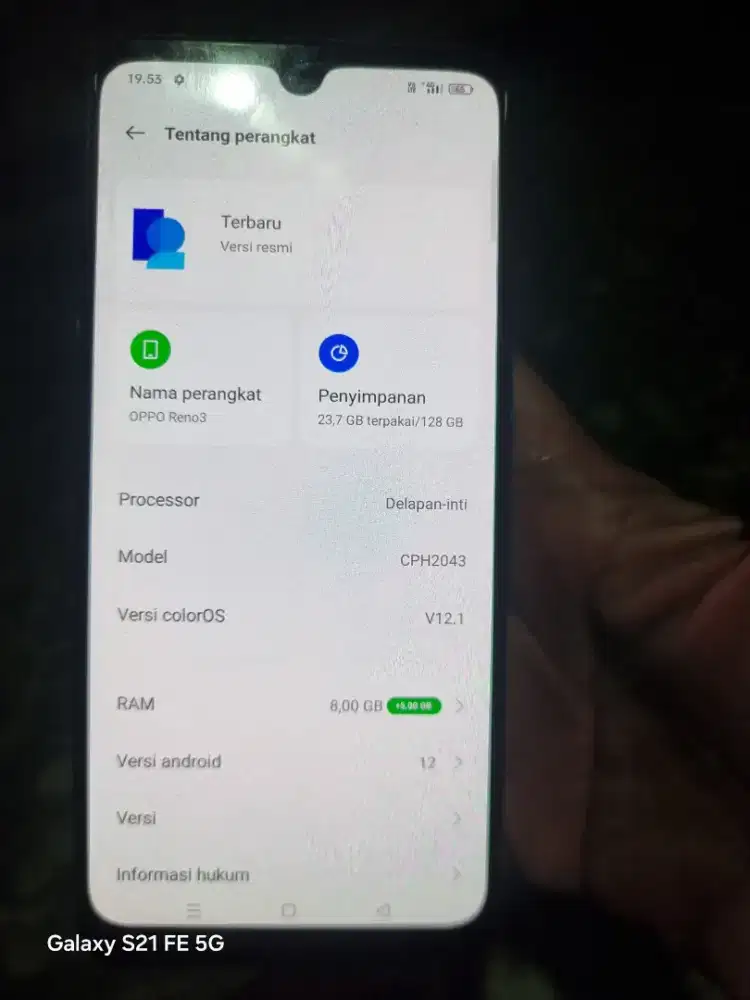 Oppo Reno 3 8+5 internal 128
