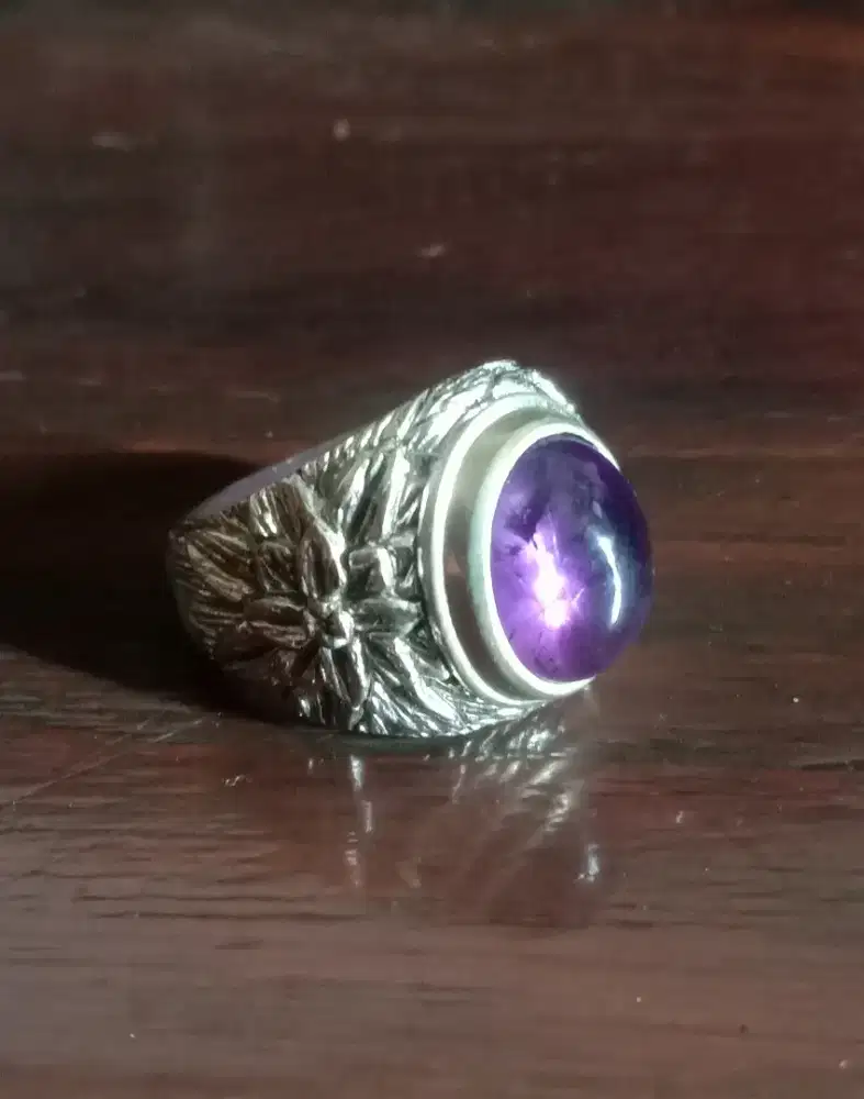 Cincin Batu Akik Kecubung Ring Alpaka