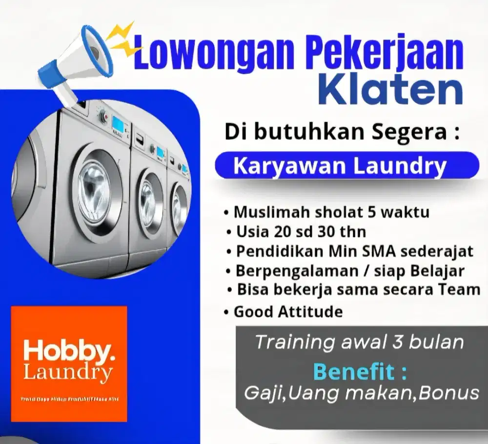Lowongan kerja Karyawan Laundry
