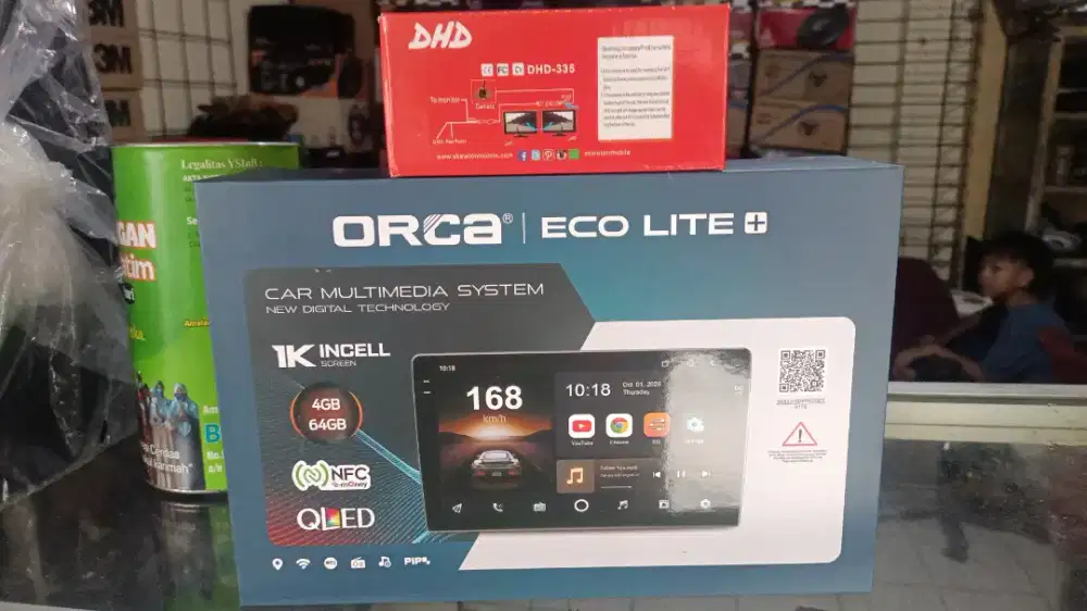 Android Orca layar QLed 9inchi Ram4/64gb NFC+Camera Mundur Led+psang