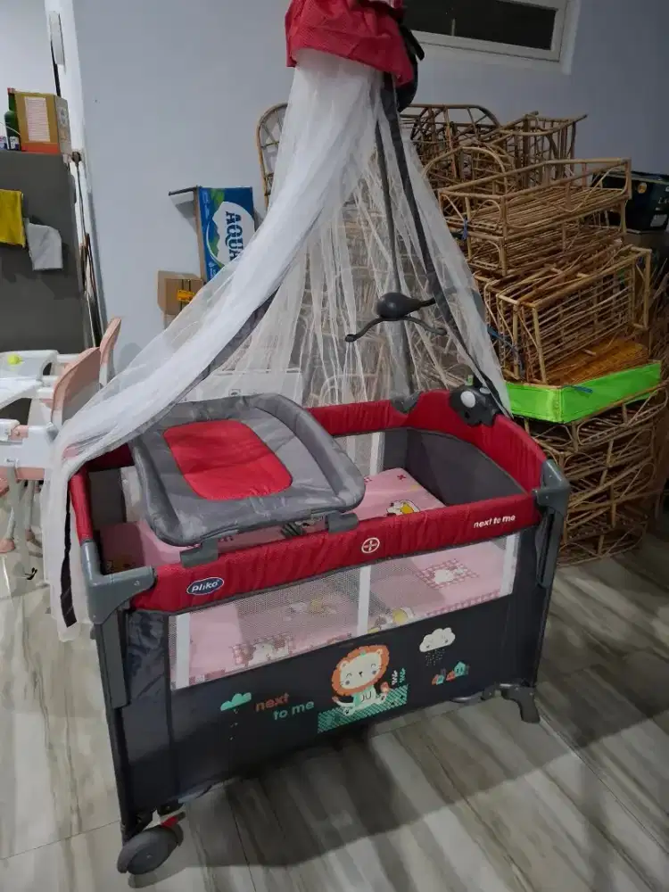 Pliko Baby Box Premium, kasur bayi kelambu, ada sisi yg bs diturunkan