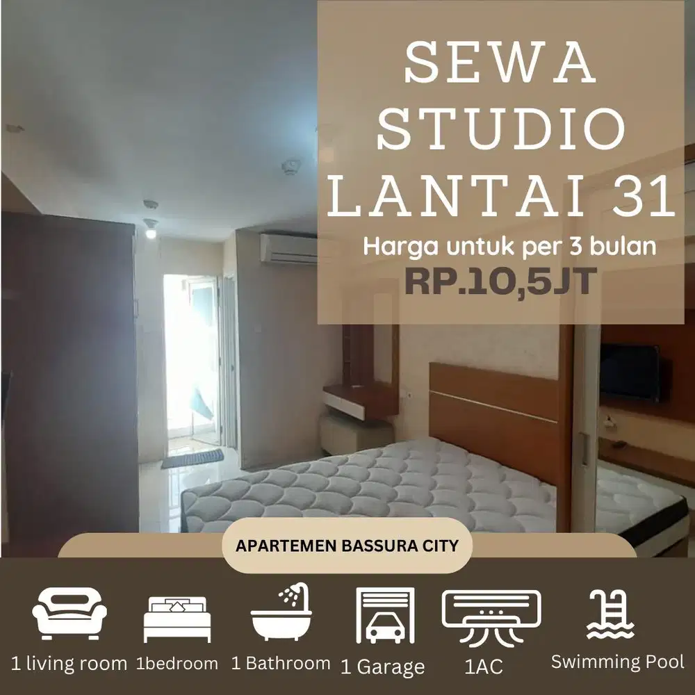 sewa studio full furnished dekat mall apartemen bassura city