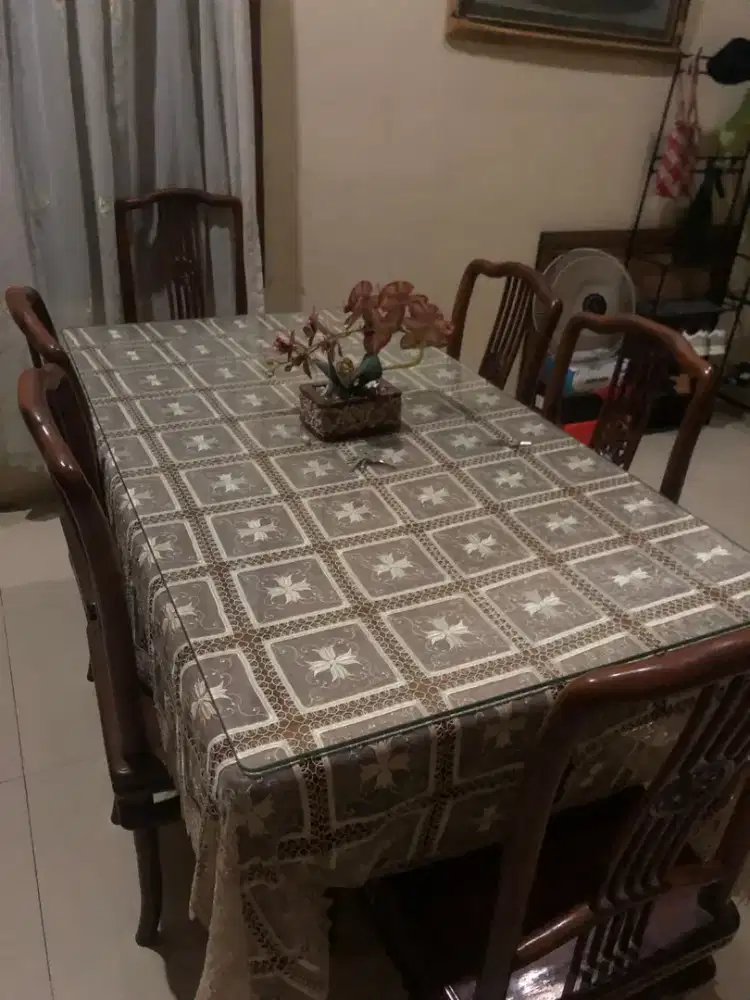 meja makan jati 6 kursi dan kursi tamu jepara
