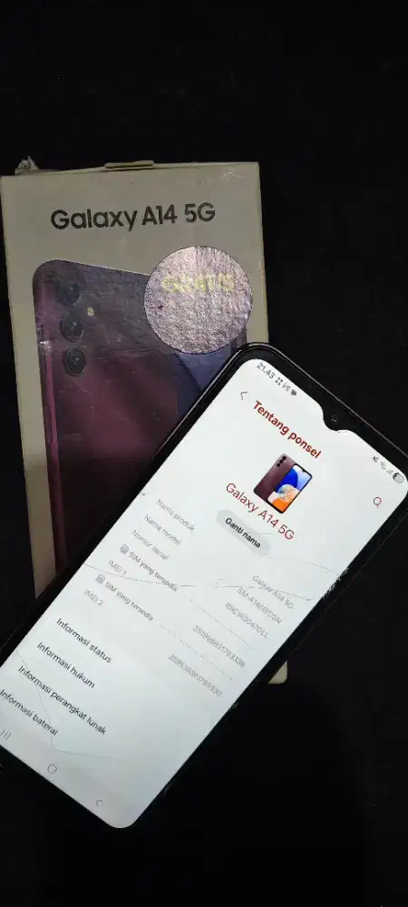 Samsung Galaxy A14 5G - Dark Red (Mulus & Lengkap!)