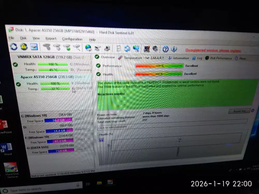 SSD sata 2,5 inch 256 GB laptop cpu PC murah siap pakai sentinel 100%