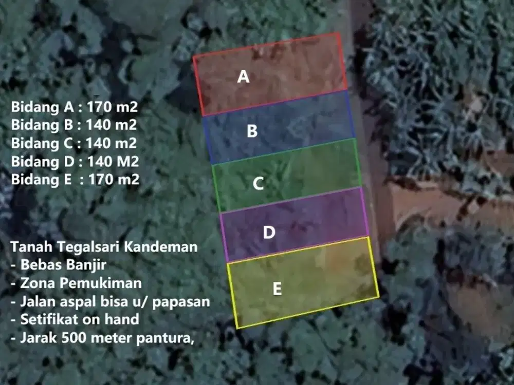 Tanah siap bangun, murah di Tegalsari Kandeman, luas 170 atau 140 m2, hanya 700 ribu/meter, dekat Pantura, Pintu Toll dan Alun2 Batang