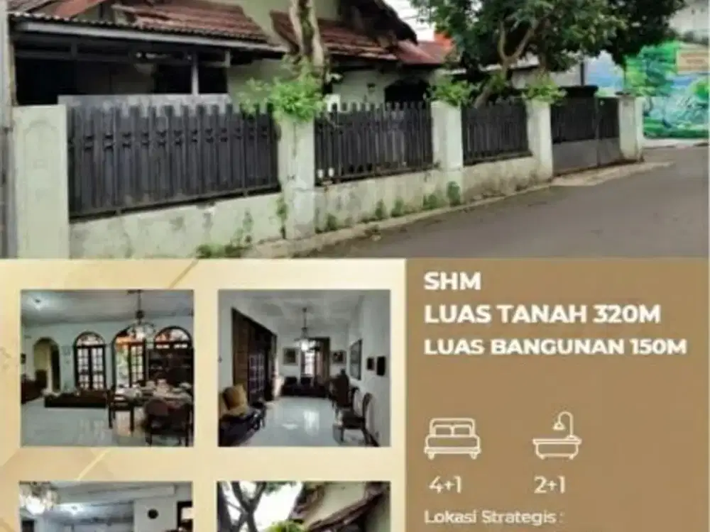 Rumah Lama Hitung Tanah 320m di Pangkalanjati Cinere, Depok