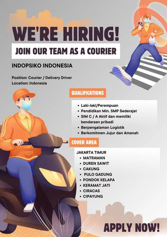 Di butuhkan kurir dan driver