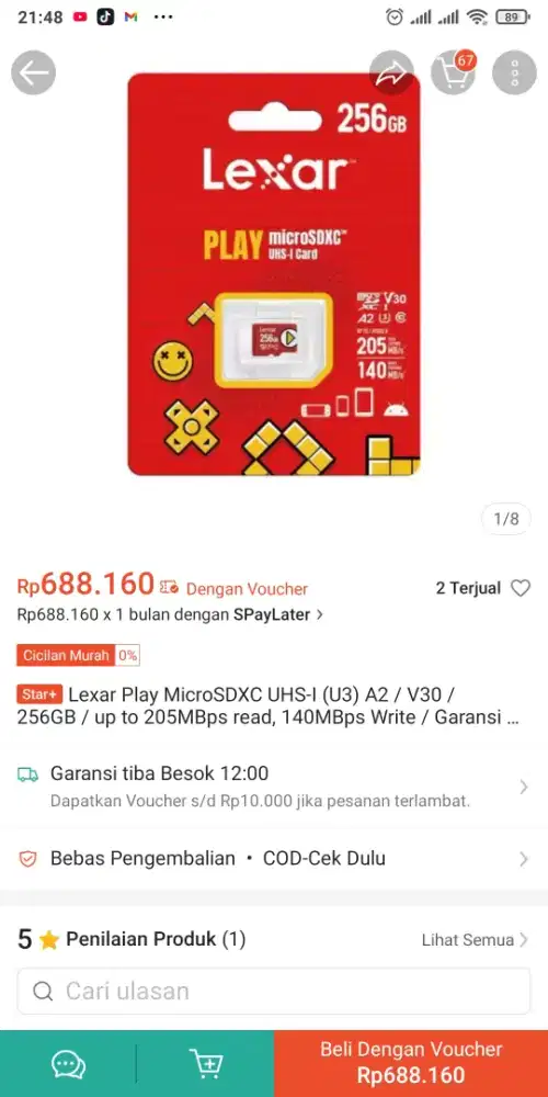 Memori card lexar play 256gb original harga nett