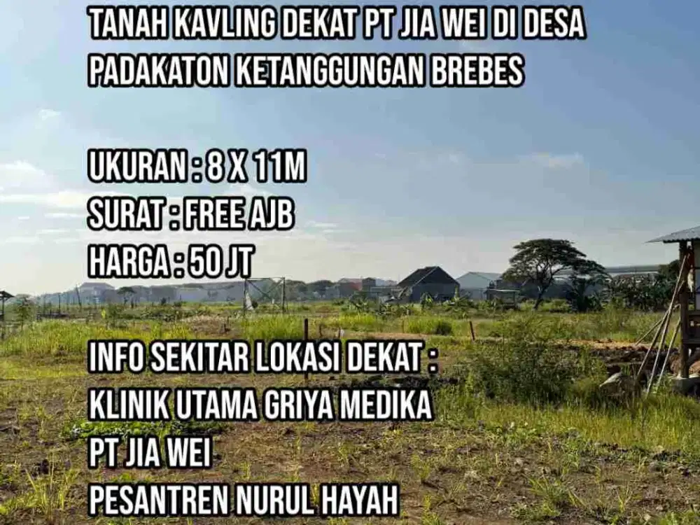 Tanah Kavling Dekat Pabrik Di Desa Padakaton Ketanggungan Brebes