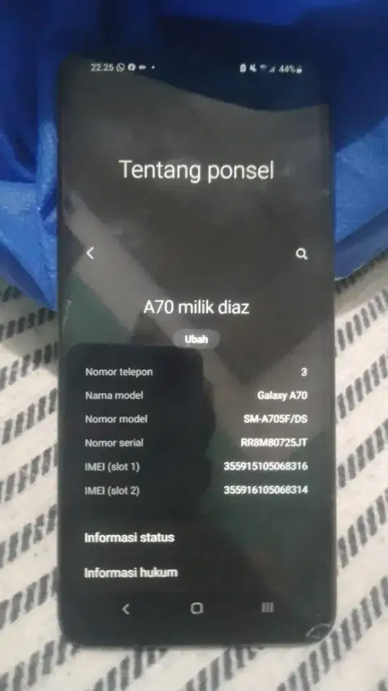 Samsung A70 ram6/128 .. 875k