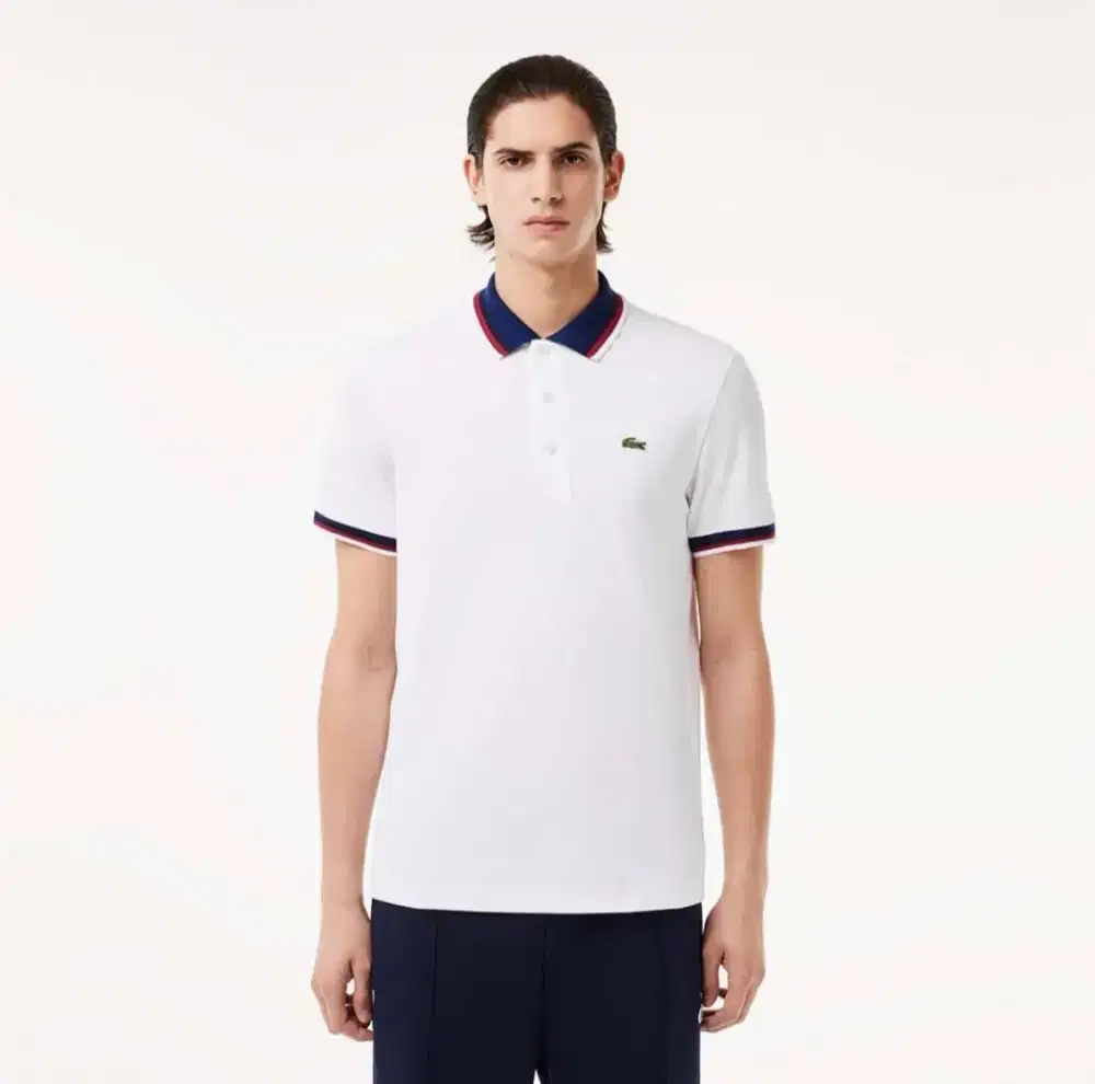Kaos polo shirt LACOSTE Twin Tipped colour white Size XS Fit  S
