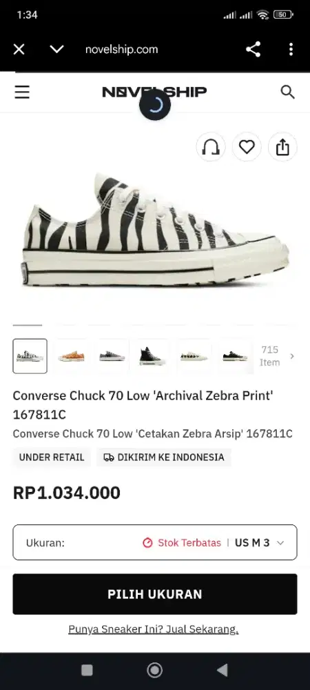 onverse Chuck 70 Low 'Archival Zebra Print' 167811C
