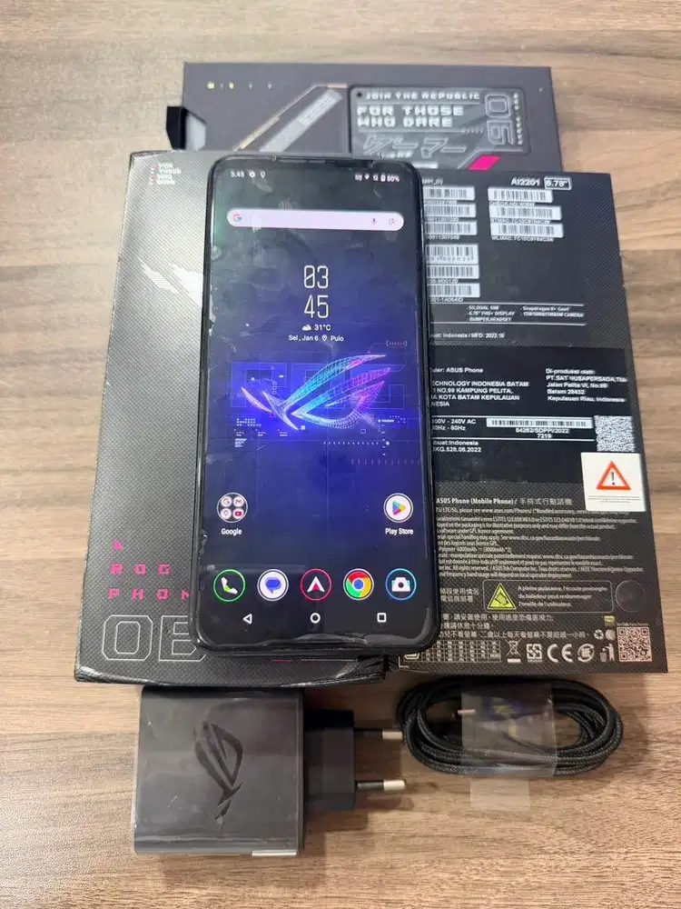 Asus Rog Phone 6 Black 5G 8/256GB TAM Lengkap