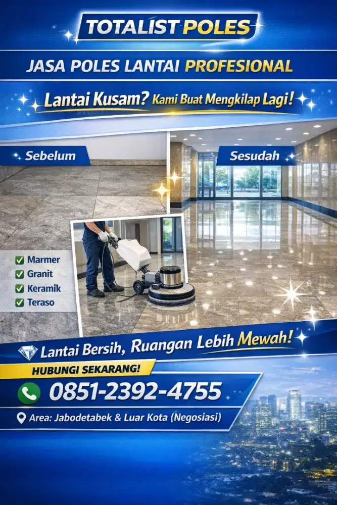 Jasa Poles Lantai Marmer Granit Keramik Teraso Profesional Jabodetabek