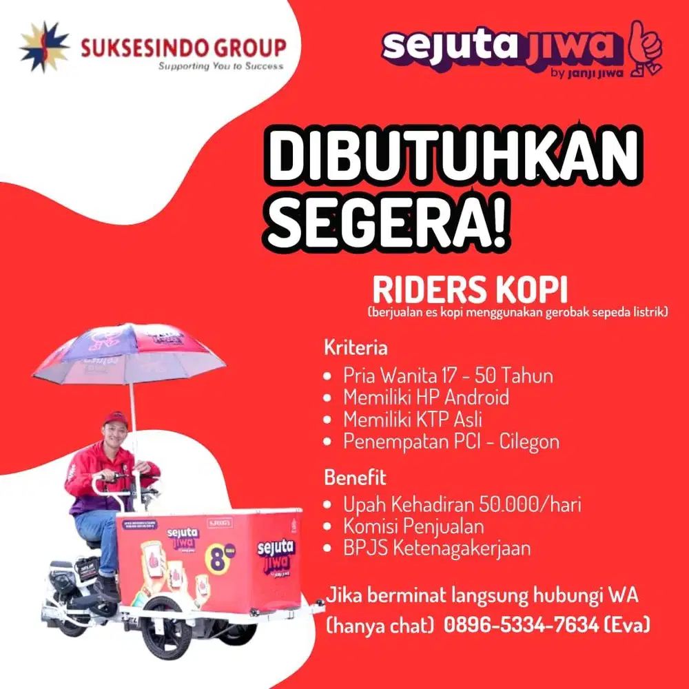 LOWONGAN KERJA SEJUTA JIWA RIDERS/PENJUAL KOPI KELILING