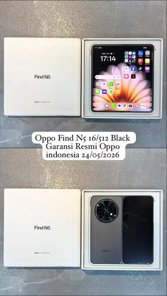 Oppo Find N5 Fold 16/512 Black Resmi Oppo Indonesia On 24/05/2026