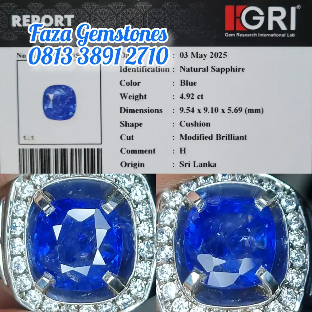 Natural Blue Sapphire Srilanka, Hampir 5crat, Harga Terjangkau
