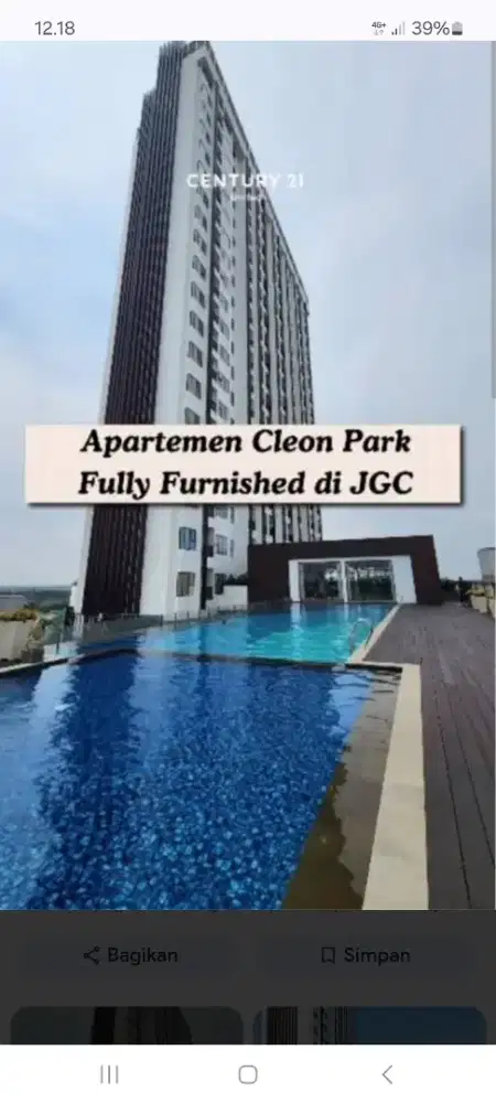 Di jual apartemen JGC cleon park