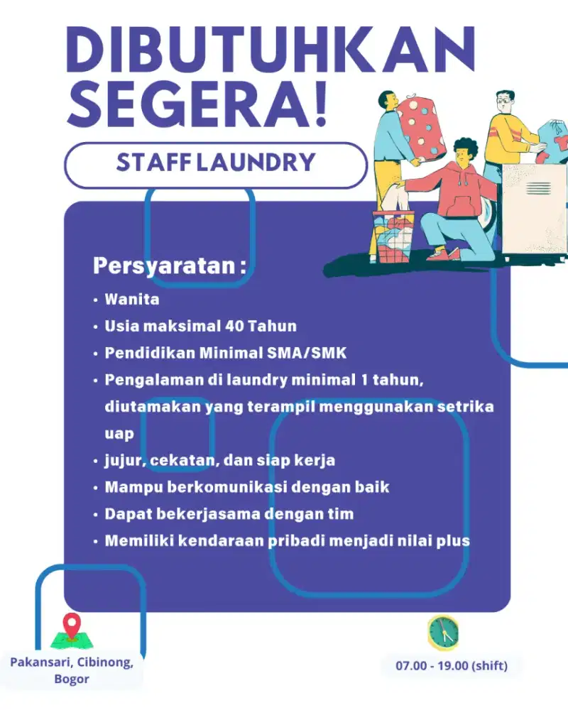 Lowongan kerja staff laundry