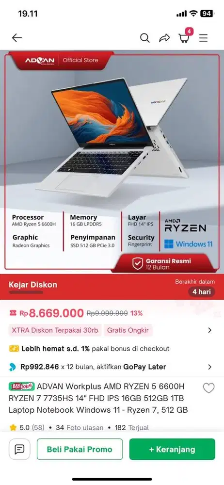 Lapto advan workplus