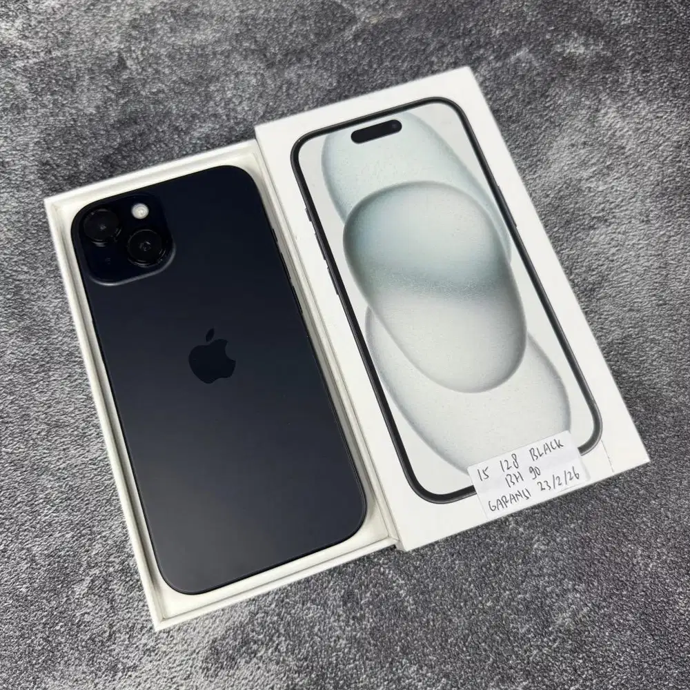 Iphone 15 128GB Black Garansi 23/02/2026 BH 90 Ibox