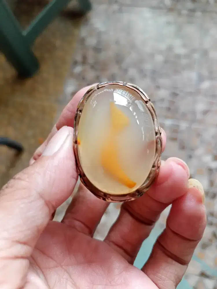 Batu Cincin Akik Permata Natural Agate Chalcedon Batu Motif Unik Antik