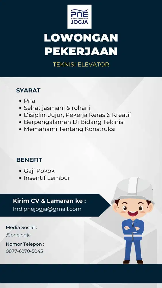 LOWONGAN KERJA TEKNISI LIFT