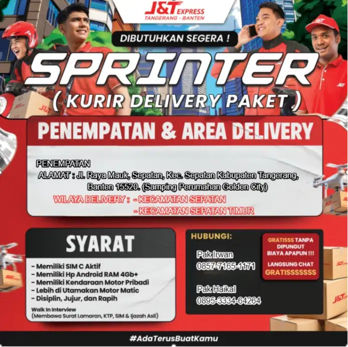 SPRINTER ATAU KURIR PAKET AREA KABUPATEN TANGERANG DAN SEKITARNYA