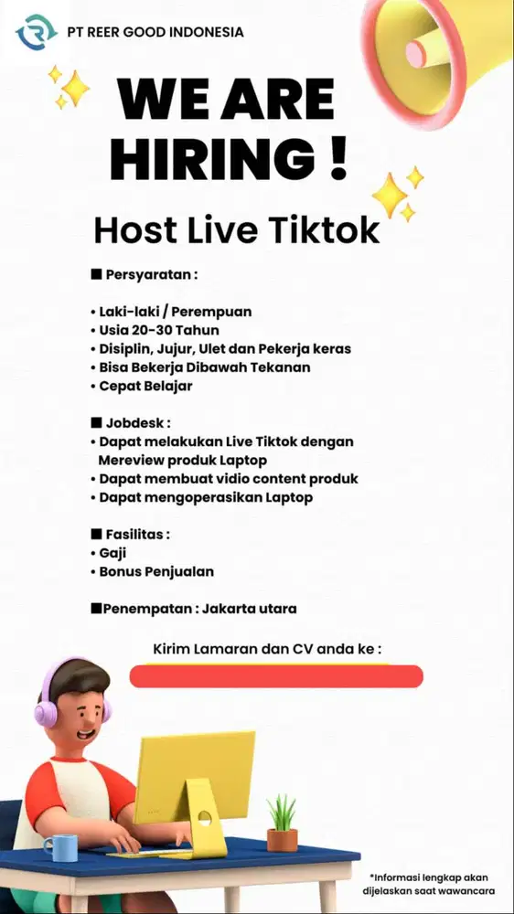 Dibutuhkan segerea host live untuk tiktok