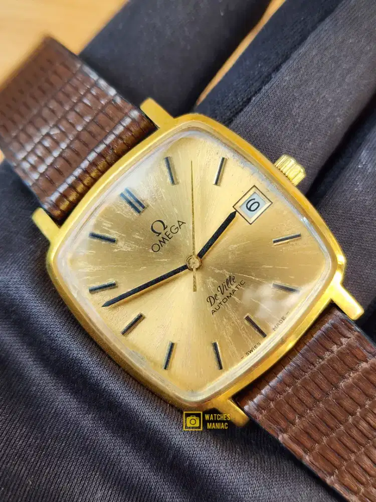 Jam Tangan Rare Original Omega De Ville Tv Shape Gold Automatic Swiss