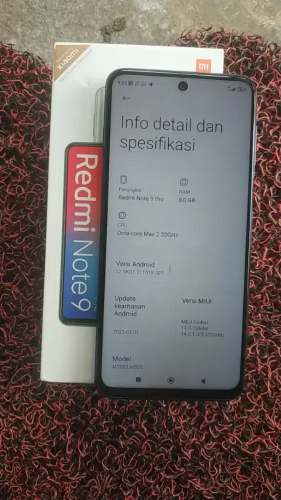 Jual santai redmi note 9 pro 8+2/128 resmi...ada box+buku+cash