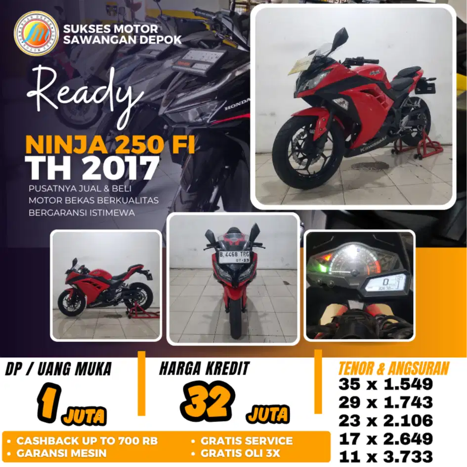ISTIMEWA KAWASAKI NINJA 250 FI TH 2017 MULUS BISA CASH KREDIT GARANSI
