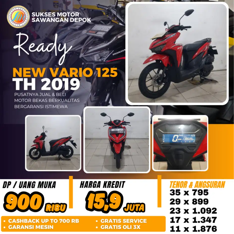 ISTIMEWA HONDA NEW VARIO 125 CBS TH 2019 UNIT MULUS BISA CASH KREDIT