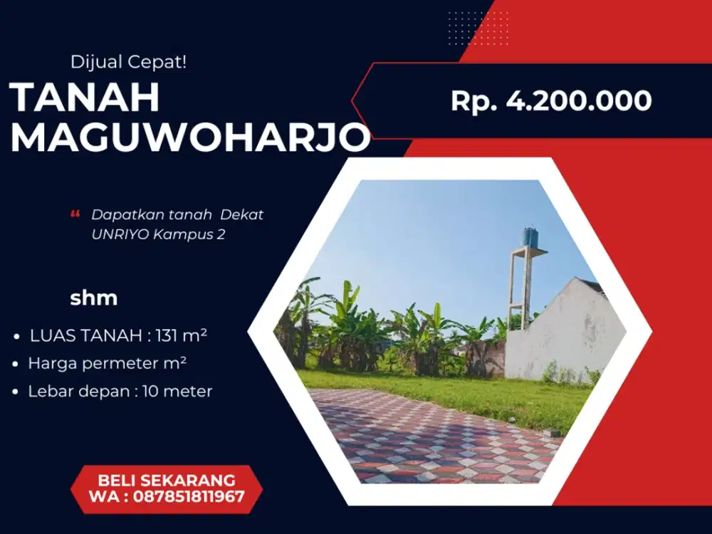 Tanah Maguwoharjo 3 menit dari  UNRIYO kampus 2