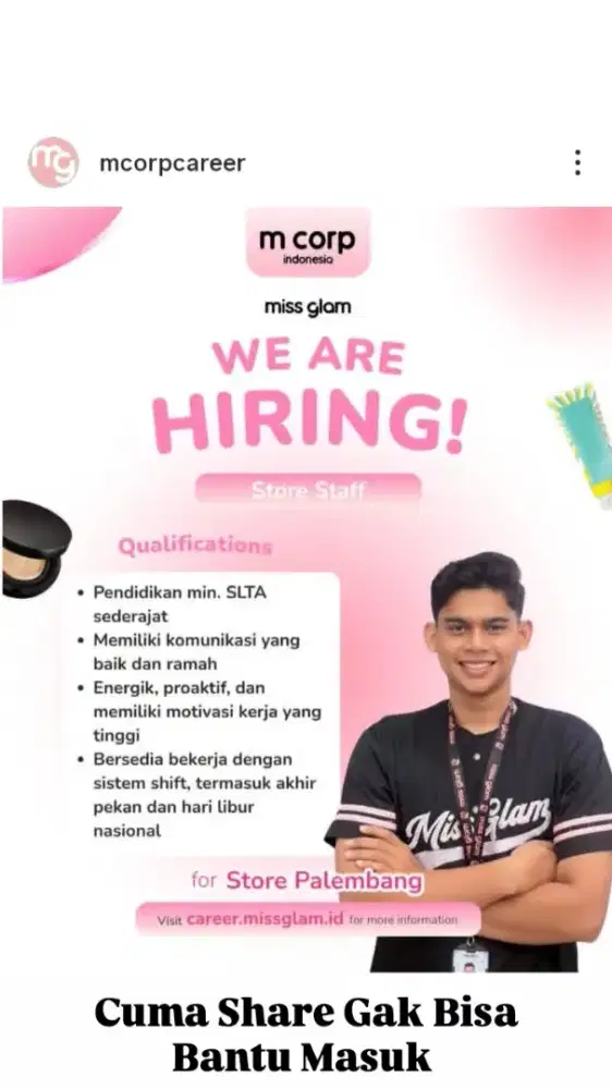 Loker Miss GLAM Palembang