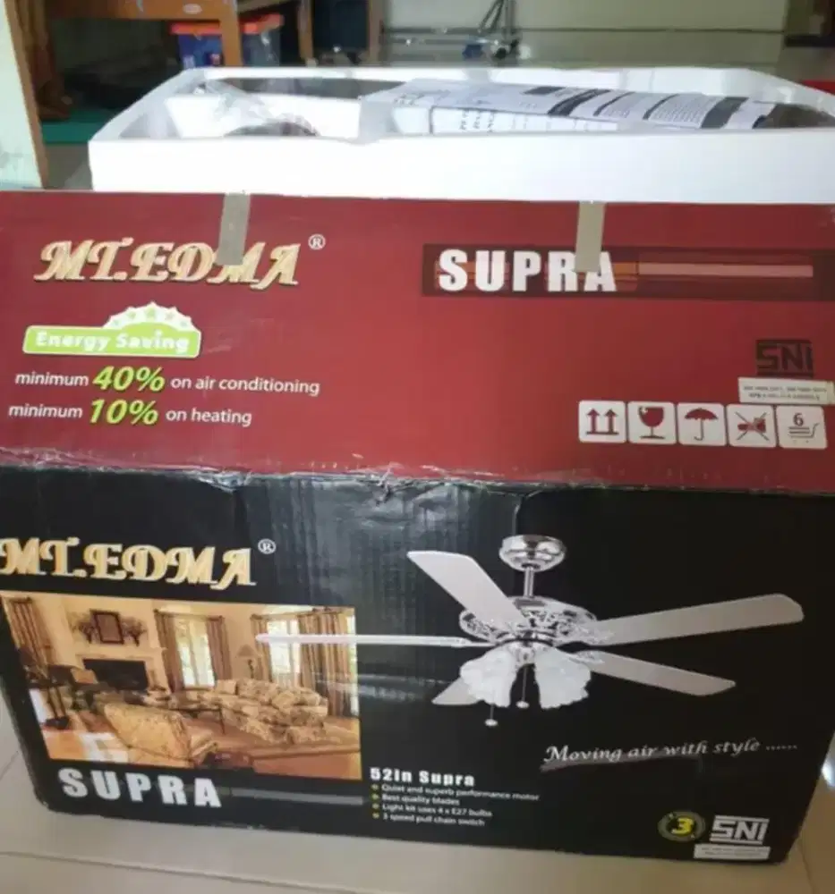jual butuh lampu kipas plafon merk MT EDMA 52inSupra, nego tipis
