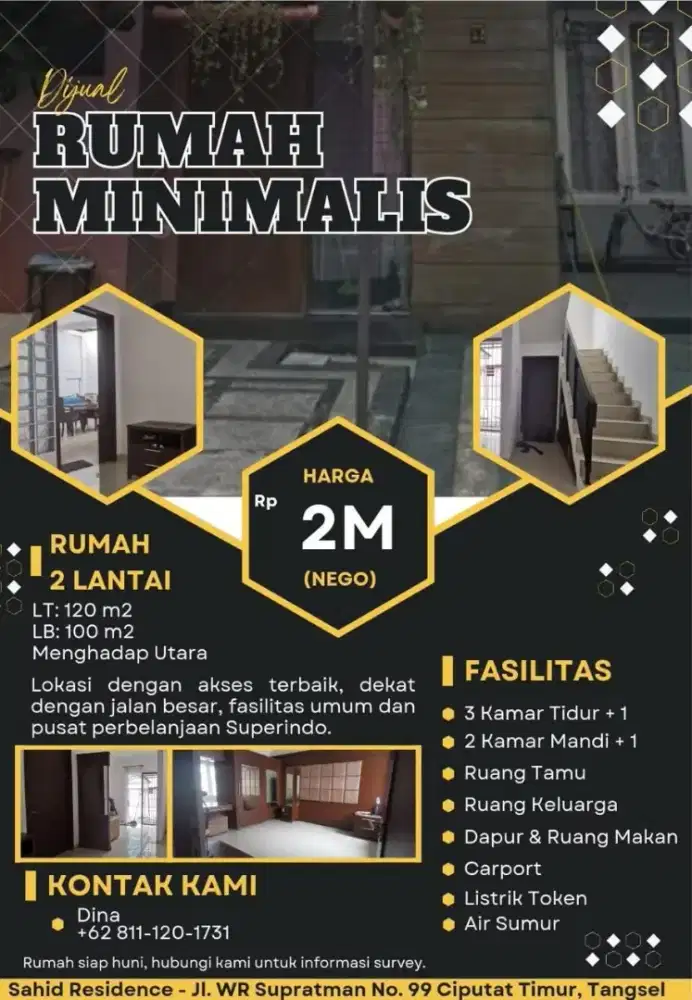 Cluster, 2 Lantai, dekat dengan jalan utama, superindo