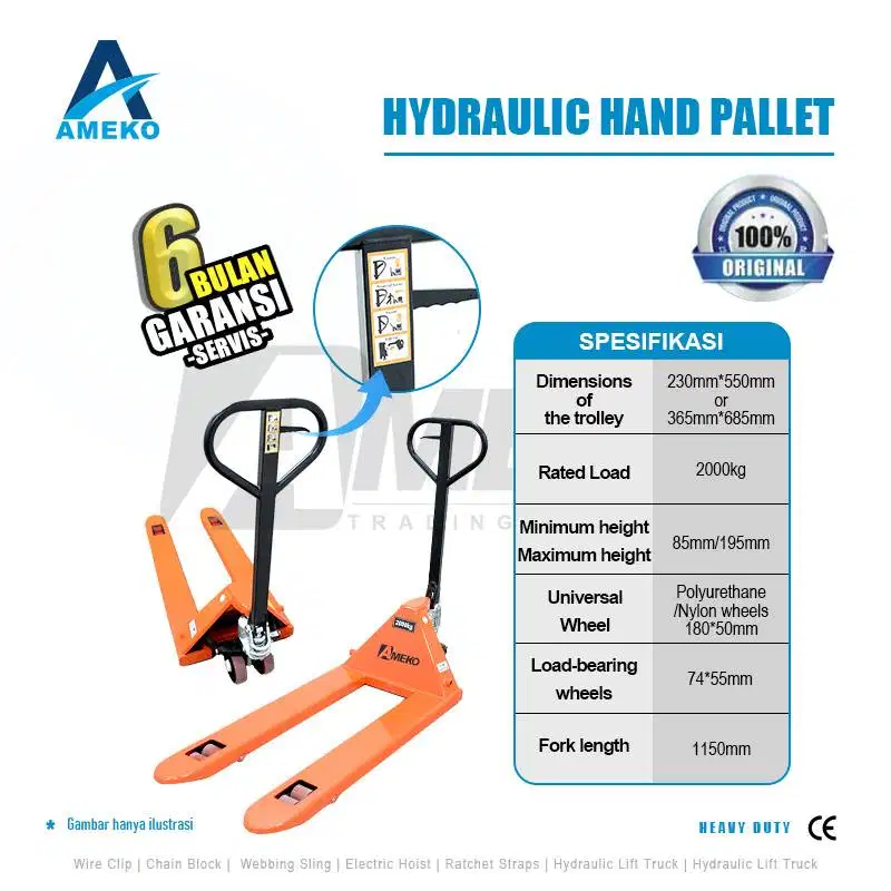 HAND PALLET MANUAL RODA NYLON DAN RODA PU KAPASITAS 2TON , 3TON