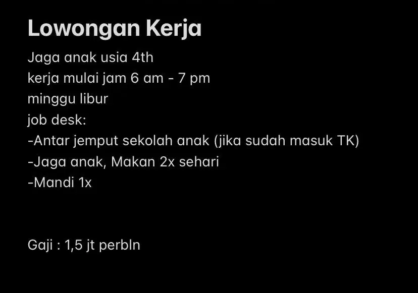 Lowongan Kerja Jaga Anak