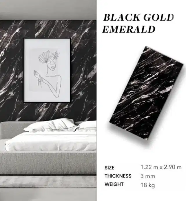 UV MARBLE 290CM BLACK GOLD EMERALD