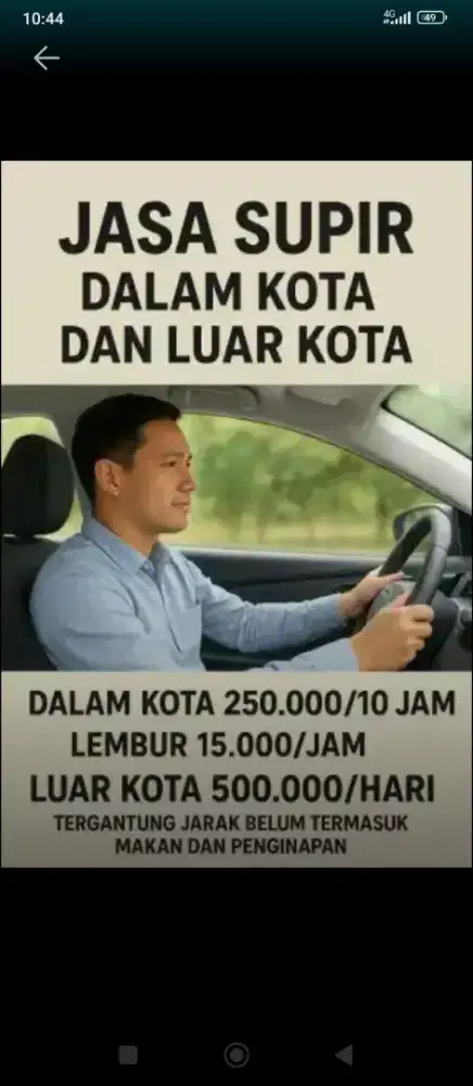 Jasa driver harian mingguan bulanan