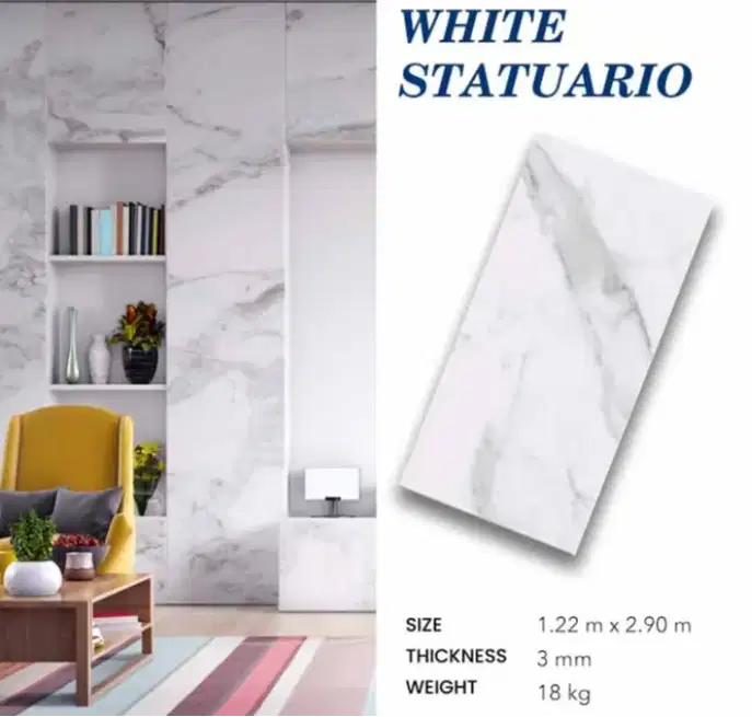 UV MARBLE 290CM WHITE STATUARIO