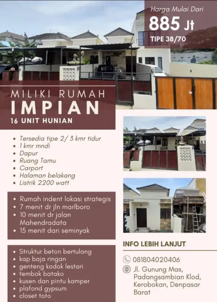 Jual Rumah Di kerobokan Padangsmbian Klod,Denbar 5 mnit dr jl Marlboro