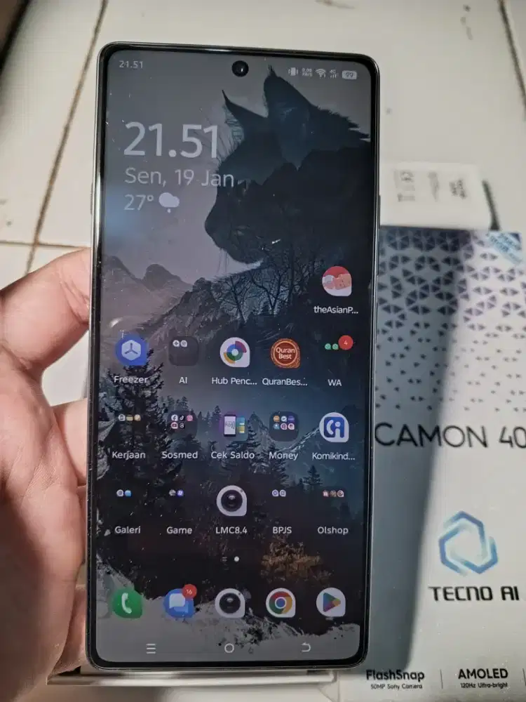 Tecno camon 40 8+8/256 fullset mulus no minus garansi pajang