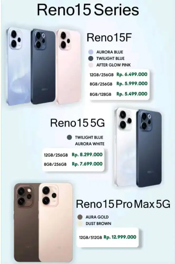 Promo Pre-order Oppo Reno 15 series dapatkan benefit up to 4.5Jt